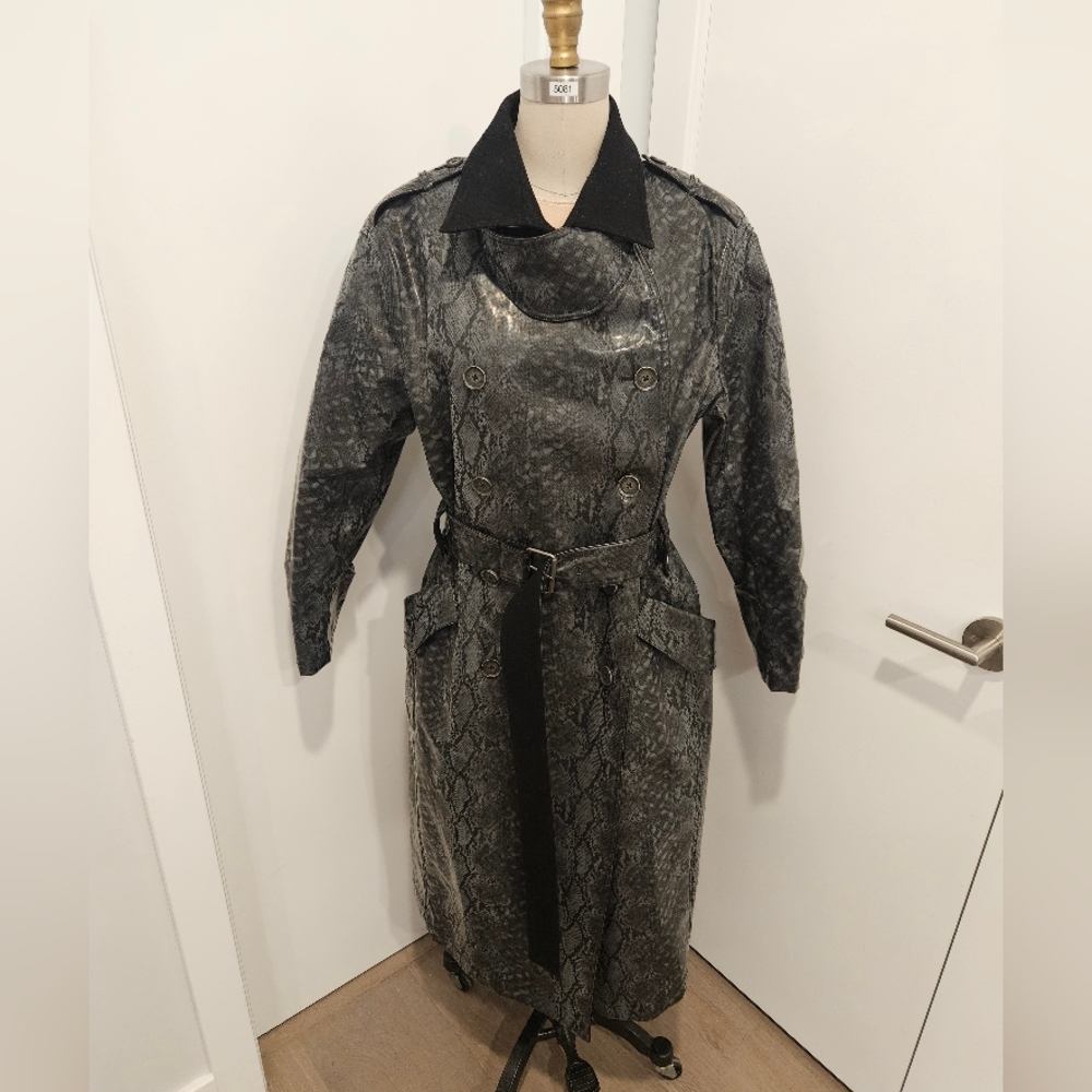 Zara Gray Snake Print Trench Coat